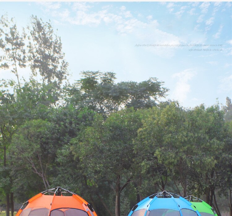 Cheap Goat Tents Automatic multi person double layer 5 8 people hexagonal tent outdoor camping camping rain tent Tents 